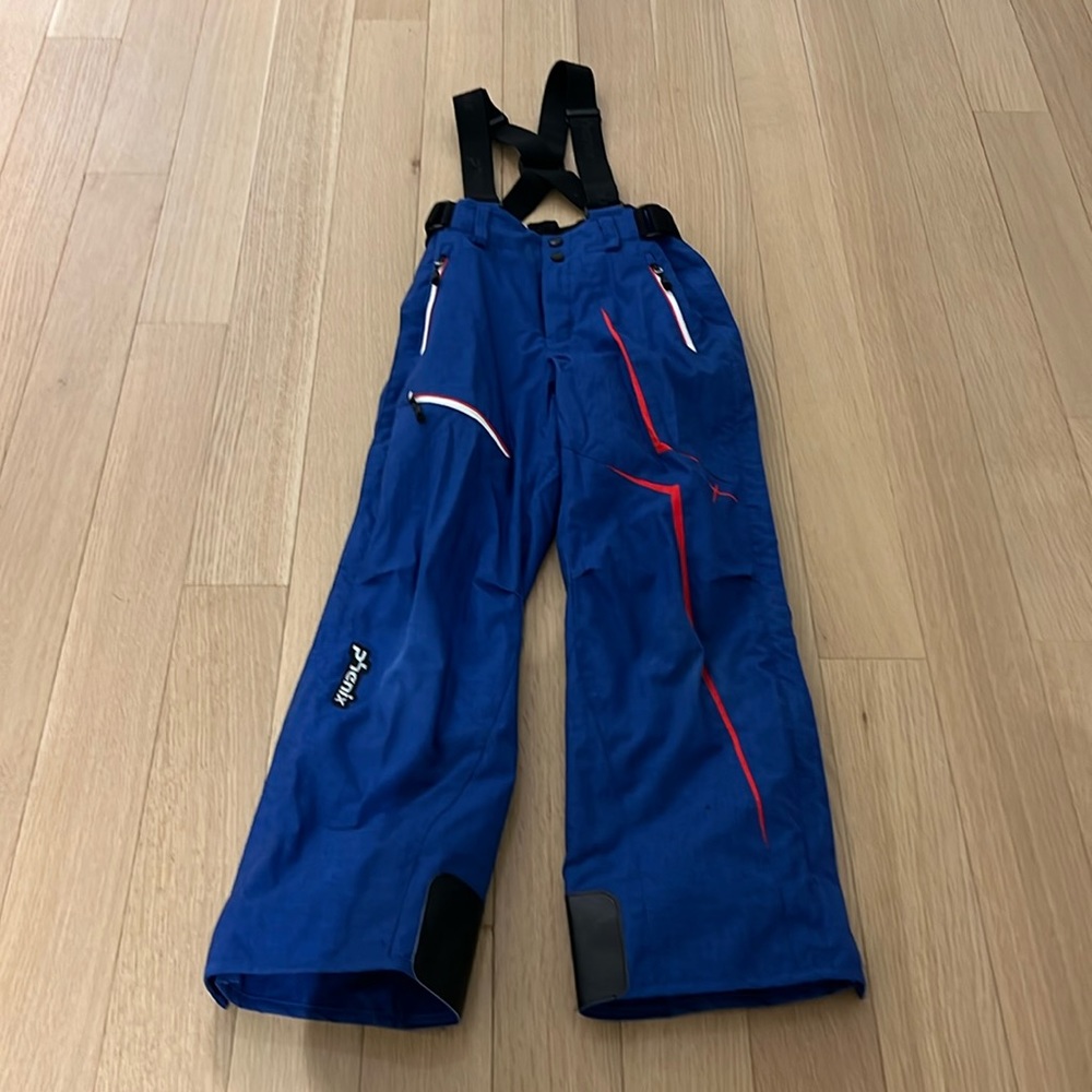 Boy’s Phenix Blue with Red & White Detail Ski Pants with Overalls - Size 12